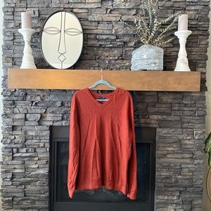 Rust / burnt orange / red , V-neck knit sweater